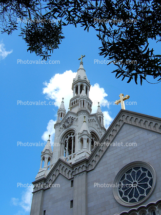 North-Beach, Saints Peter and Paul Church, 666 Filbert Street, Catholic Church, building, detail, June 2005