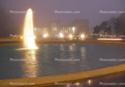 Pond, Water Fountain, Palace of Legion of Honor, Twilight, Dusk, Dawn