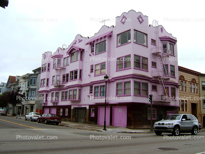 Purple Ornate Architecture, Building, Garage, Car, intersection