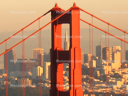 Golden Gate Bridge, Sunset, detail