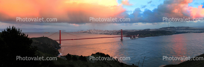 Golden Gate Bridge, Panorama, Sunset, Cumulus Cloud
