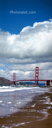Baker Beach, sand, ocean, clouds, Golden Gate Bridge, Panorama, Bookmark