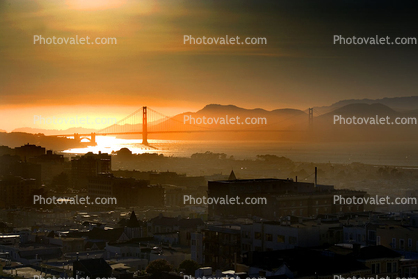 View from Nob Hill, Golden Gate Bridge, Sunset