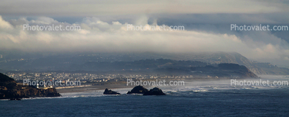 Ocean Beach, Seal Rock, Pacifica, Pacific Ocean, Panorama, Ocean-Beach