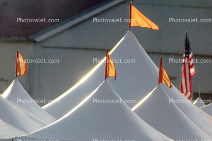 Tent tops, cones, flags, Golden Gate Bridge 75th Anniversary
