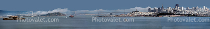cityscape, skyline, clouds, buildings, Fort Mason, new eastern section, self-anchored suspension main span