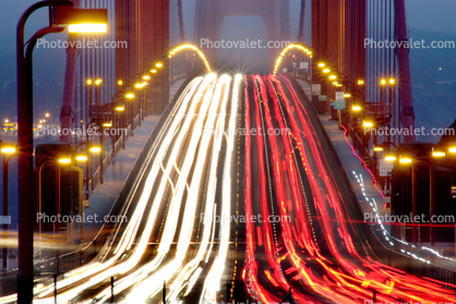 Golden Gate Bridge streaking car lights, detail