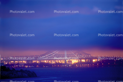 night, nighttime, evening Fog, new eastern section, clouds, self-anchored suspension main span