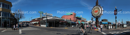 Fisherman's Wharf shops and building panorama