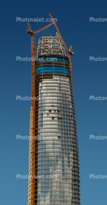 Salesforce Tower under Construction, 542 HC-L 18/36 Litronic luffing boom cranes, Highrise, skyscraper