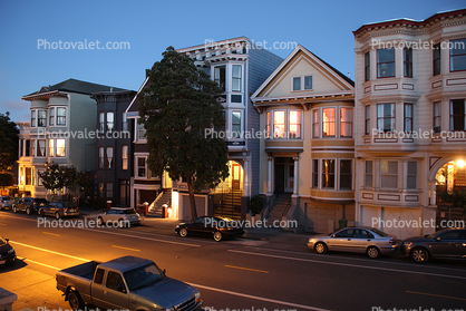 Evening, cars, houses, buildings, 17th Street