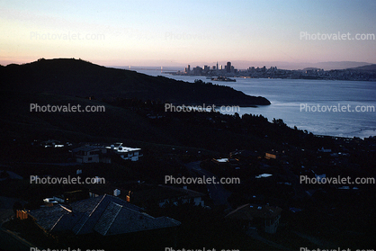Tiburon, Belvedere, hills, skyline, early morning, Alcatraz