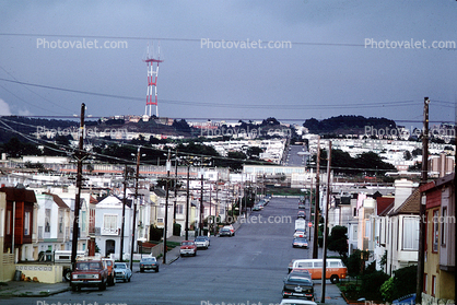 the Avenues, Sutro Tower, cars, homes, houses