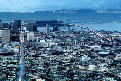 View from Twin Peaks, Market Street to Downtown, Downtown-SF, downtown, 