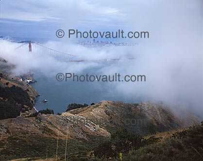 Golden Gate Bridge through the fog