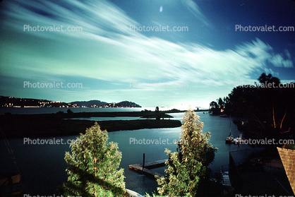 looking south from Sausalito, Night, Nightime, Exterior, Outdoors, Outside, Nighttime, clouds