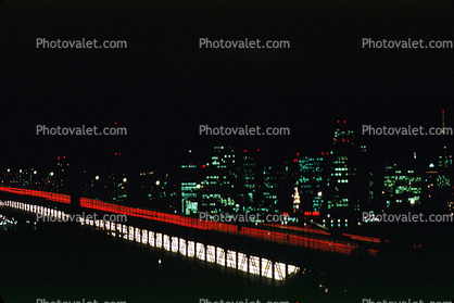 San Francisco Oakland Bay Bridge, Night, Nightime, Exterior, Outdoors, Outside, Nighttime
