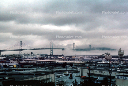 San Francisco Oakland Bay Bridge in the fog, Mission Bay Project, Potrero Hill, dogpatch, fog