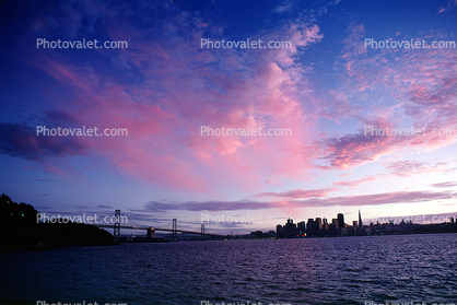 San Francisco Oakland Bay Bridge, Sunset, Sunclipse, dusk, dawn, twilight