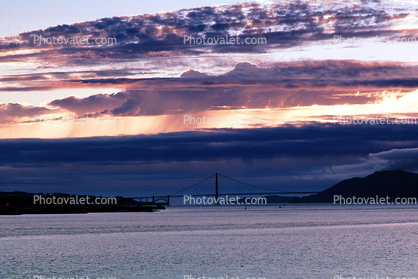 Rainy Clouds, storm, Golden Gate Bridge, Sunset