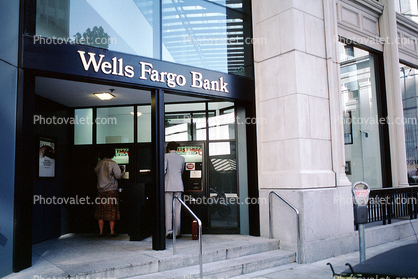building, detail, Wells Fargo Banak, versateller machine