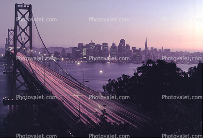 San Francisco Oakland Bay Bridge, Twilight, Dusk, Dawn