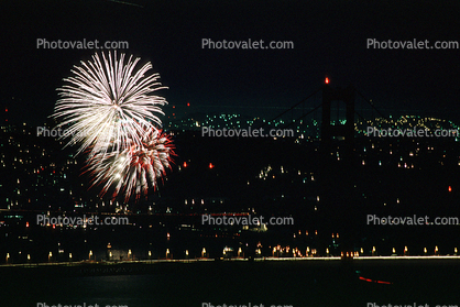 Car Trails, Nighttime, Golden Gate Bridge Bridge, 4 July 1986