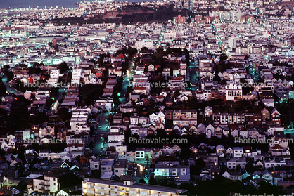 Diamond Heights from Twin Peaks looking east towards downtown and Market Street, Downtown-SF, downtown