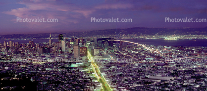 San Francisco from Twin Peaks Downtown, Market Street, Downtown-SF, 17 August 1986