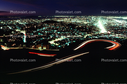 Cars at Night Trails, Twin Peaks Boulevard, Downtown-SF, 17 August 1986