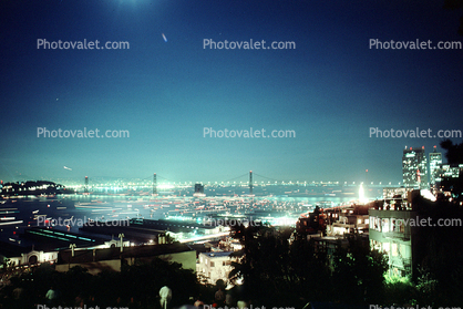 Moonglow, Embarcadero, 50th anniversary party celebration for the Bay Bridge, Skyline, Night, 26 August 1986