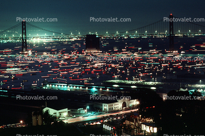 Boats, Docks, piers, buildings, the Embarcadero, 50th anniversary party celebration for the Bay Bridge