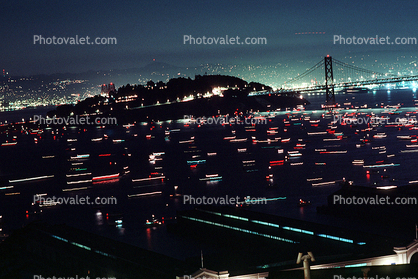 Boats, Docks, piers, buildings, the Embarcadero, 50th anniversary party celebration for the Bay Bridge