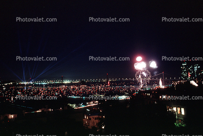 Boats, buildings, the Embarcadero, 50th anniversary party celebration for the Bay Bridge