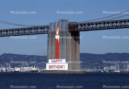 Birthday Candle, 50th anniversary party celebration for the Bay Bridge, San Francisco Oakland Bay Bridge detail
