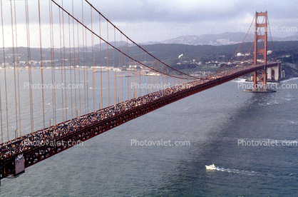 Crowded, People, 50th anniversary celebration, Golden Gate Bridge, May 24th, 1987, 1980s