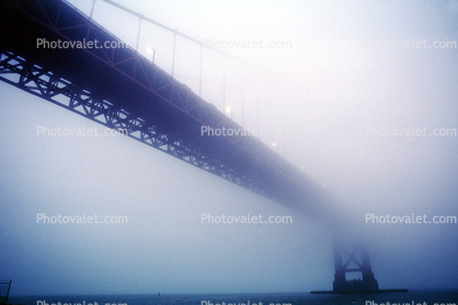 Golden Gate Bridge in the fog, mist, cold