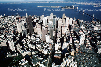 Downtown, Market Street, buildings, skyline, SOMA, December 7 1988, 1980s