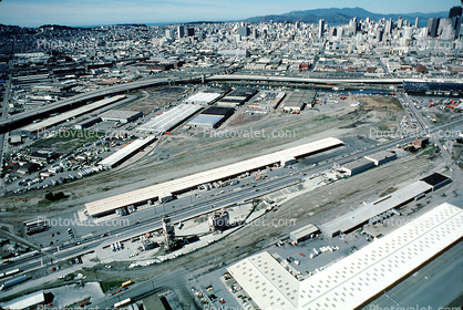 Mission Bay site, Interstate Highway I-280, SOMA, Third Street, buildings, March 3 1989, 1980s