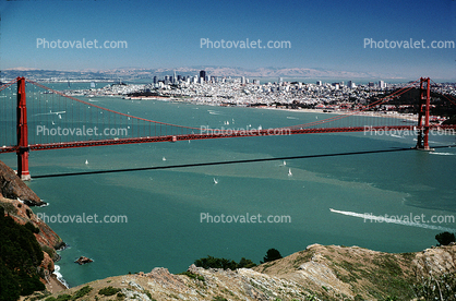 Golden Gate Bridge, building, skyscraper, skyline, Cityscape, Downtown