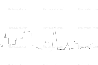 San Francisco Skyline line drawing, outline, shape