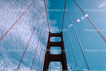 Golden Gate Bridge, Clouds, Cable