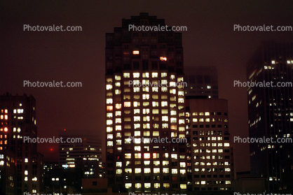 Skyscrapers, Buildings, Nighttime, Downtown