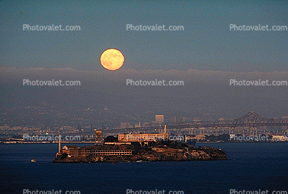 Moonrise over Alcatraz Island, Oakland