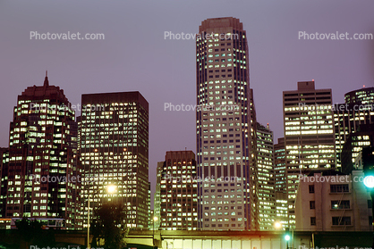 Downtown, Buildings, Skyscrapers, Cityscape, Evening, Twilight, Dusk, Dawn