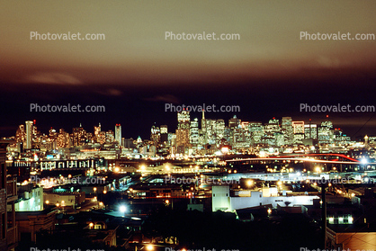 night, Cityscape, skyline, Nighttime, lights, view from Potrero Hill