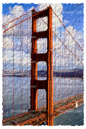 Golden Gate Bridge on crumpled paper