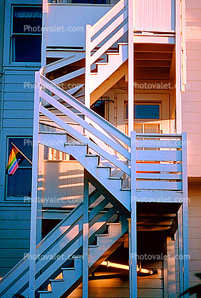 Staircase, Stairs, Gay Pride Flag, building, detail