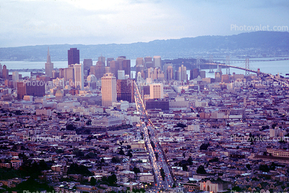 Market Street, Rain, Downtown Skyline, Cityscape, buildings, from Twin Peaks