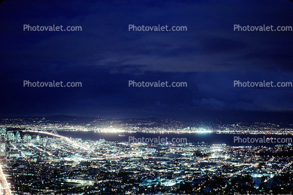 Nighttime, Downtown Skyline, Cityscape, SOMA, skyline, buildings, from Twin Peaks